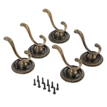 

Promotion! 5Pcs Antique Door Hanger Hooks Vintage Bathroom Wall Hanger Hats Bag Keychain Zinc Alloy Hook Coat Wall Hooks with Sc