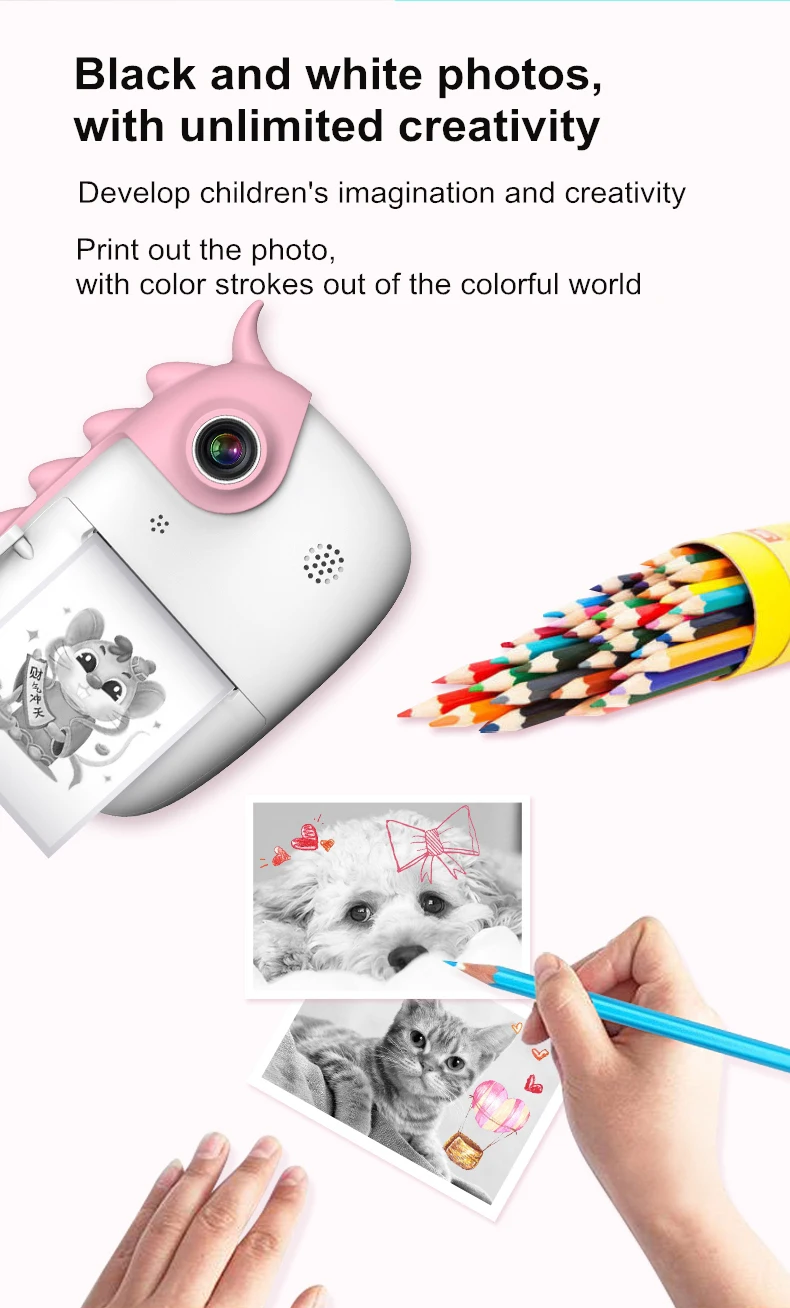 old digital camera Instant Print Camera For Kids Children Camera 1080P HD Camera Instantane With Thermal Photo Paper Toys Camera For Birthday Gifts digital instant camera