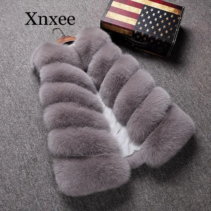 2020 new arrival Faux Fur Vest Fashion  Women Sleeveless Long fur Jacket Gilet Fourrure manteau Fox raccoon warm S-4XL
