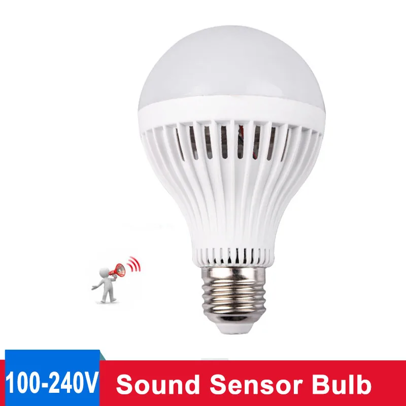 LED Sound Sensor Lamp Smart Light Bulb E27 100-240V Led Lamp Light Bulb 5W-9W PIR Infrared Body Sound Light For Home Stair