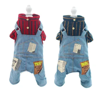 

Denim Bib Pants Four Legs Pet Jumpsuit Warm Cotton Padded Dog Clothes Autumn and Winter Pet Denim Clothing Hond Accesorios Perro