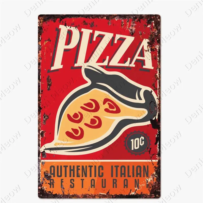Vintage-Style Metal Wall Sign - Pizza Italian Food Kitchen Decor Plaque, Perfect Gift For Food Lovers