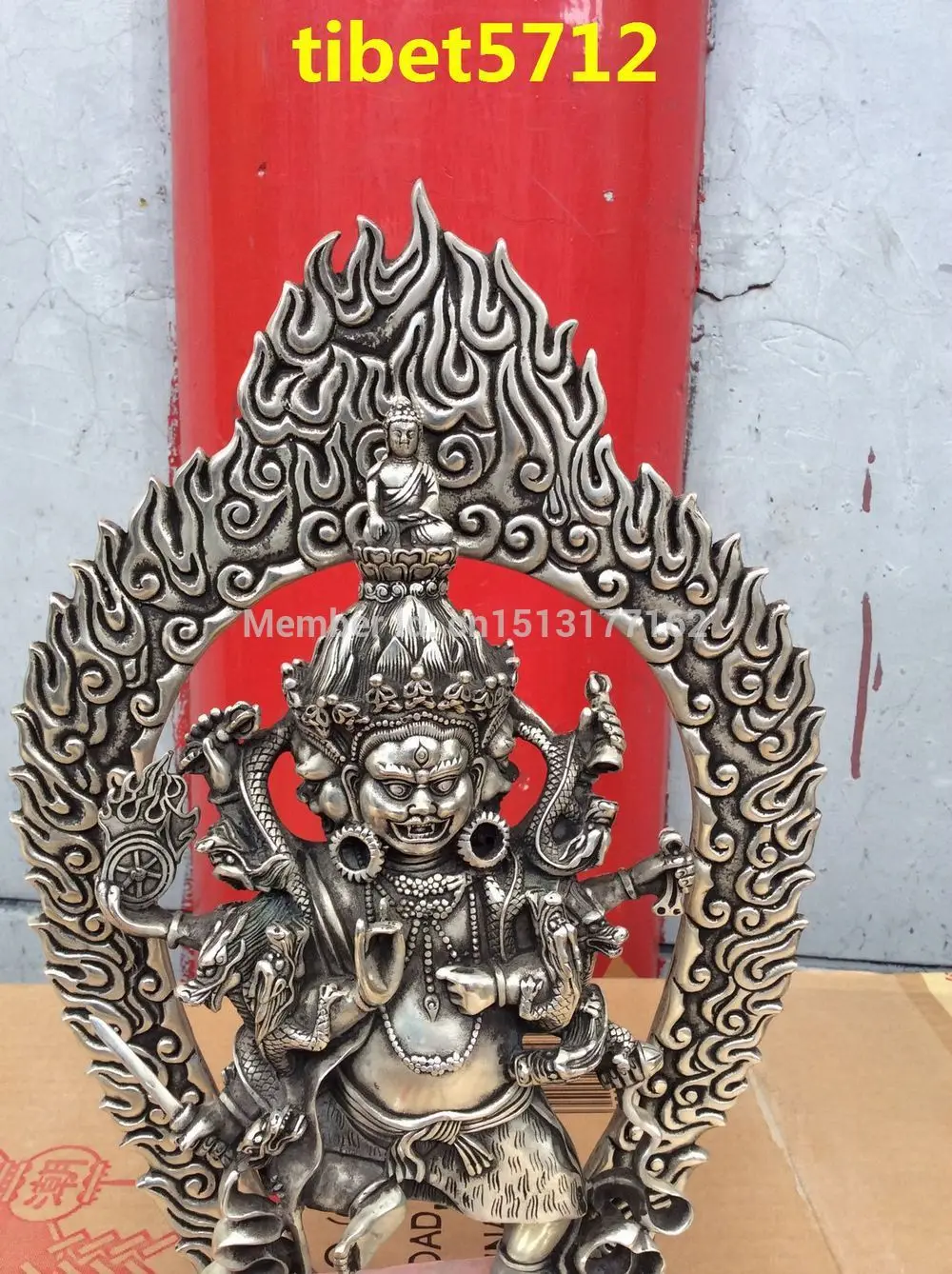 Тибетский буддизм, латунь с серебряным покрытием Vajra Krodha Mahabala Ucchusma статуя Будды бронзовая отделка Будда целебная статуя