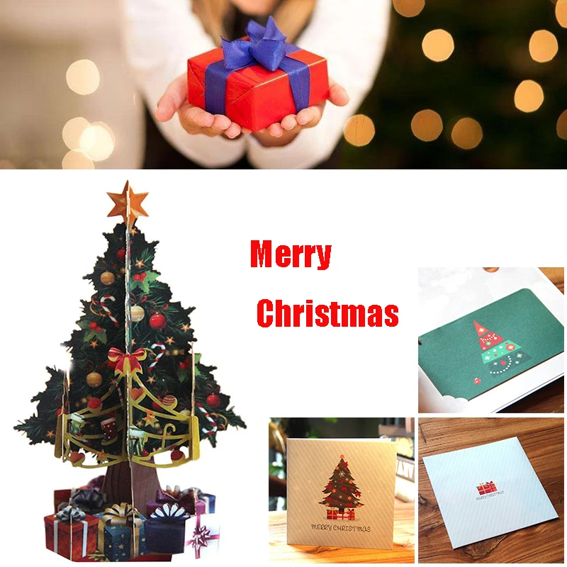 Paper Colorful Wishes Postcard 3D Greeting Card Creative Invitations Souvenirs Gifts Pop Up Xmas Handmade Blessing
