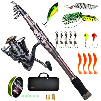 

Sougayilang 1.8M-2.4M Fishing Rod Combos with Telescopic Fishing Reel Pole Lure Line Bag Sets Kit For Travel Fishing Tackle