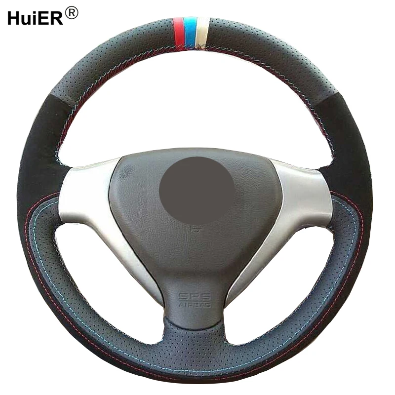 DIY чехол рулевого колеса автомобиля черная замша кожа для Honda City 2007-2008 Fit 2007-2008 Jazz 2007-2008 автомобильные аксессуары Stuurhoes