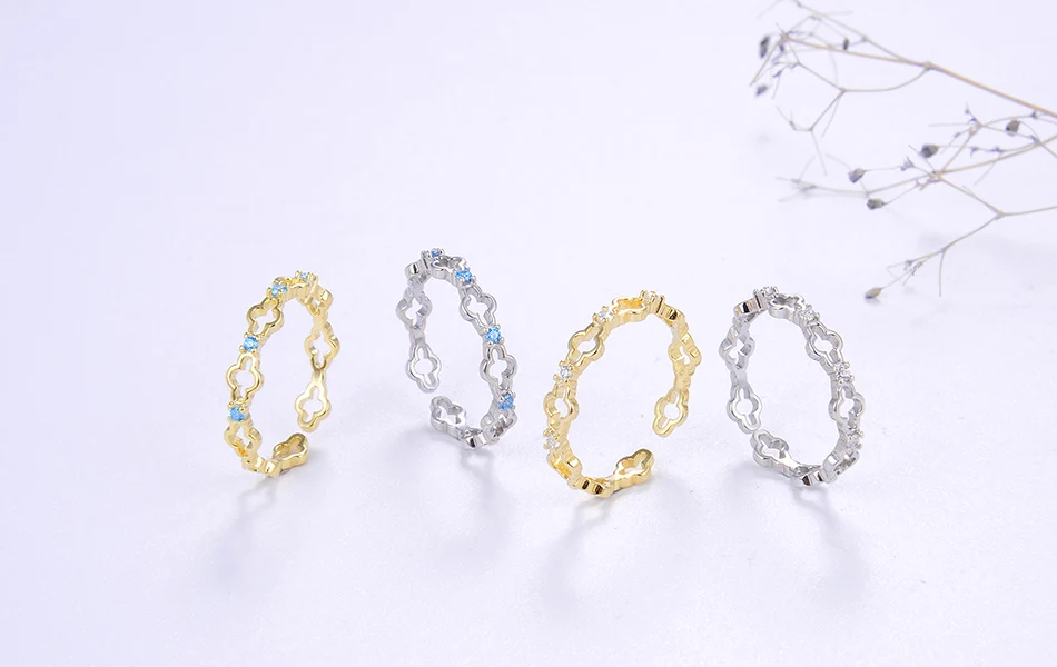 ORSA JEWELS кольцо чистый 925 Серебряные Регулируемые кольца для Для женщин 4 стиль Дополнительный синий и ясно AAAA фианит укладки вогнутые кольца ювелирные изделия SR140