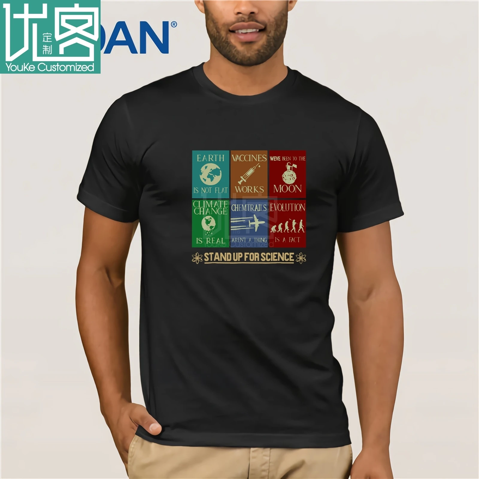 Clothing The Earth Is Not Flat Vaccines Work - Science 4123 T-Shirt 2019 Herren Classic Short Sleeve Tee | Мужская одежда
