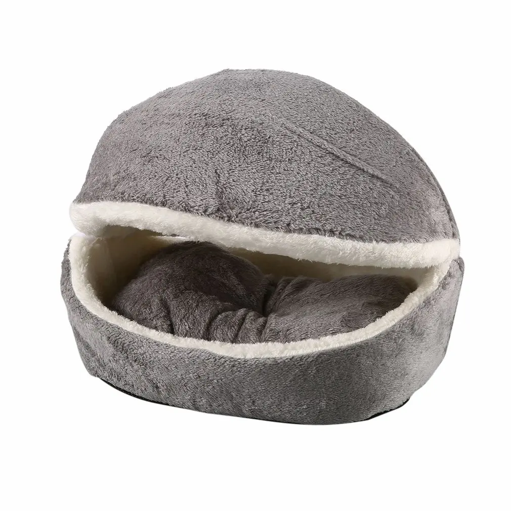  Warm Pet Bed House Hamburger Bed Disassemblability Windproof Pet Puppy Nest Shell Hiding Burger Bun