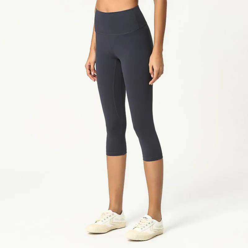 

Women's Sports Cropped Pants High Waist Elastic Waist Calf-Length Pants Sports Casual Pants Leggings Solid High Waist