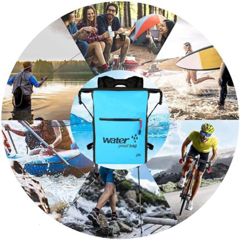 25L Outdoor Cycling Backpack Waterproof PVC Dry Sack Folding Bag Large Capacity for Swimming Rafting Sports Kayaking Travel Bag (11)