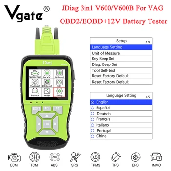

JDiag V600/V600B 3in1 For VAG Full System 12V Battery Tester OBD OBD2 Car Diagnostic Auto Tool Code Reader Scanner PK 5054A ODIS
