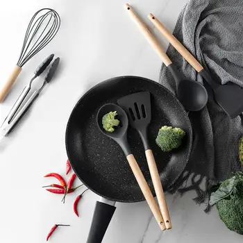 

Silicone 12pcs Kitchenware Cooking Utensils Good Toughness High Temperature Resistance Non-stick Kitchen with Storage Box