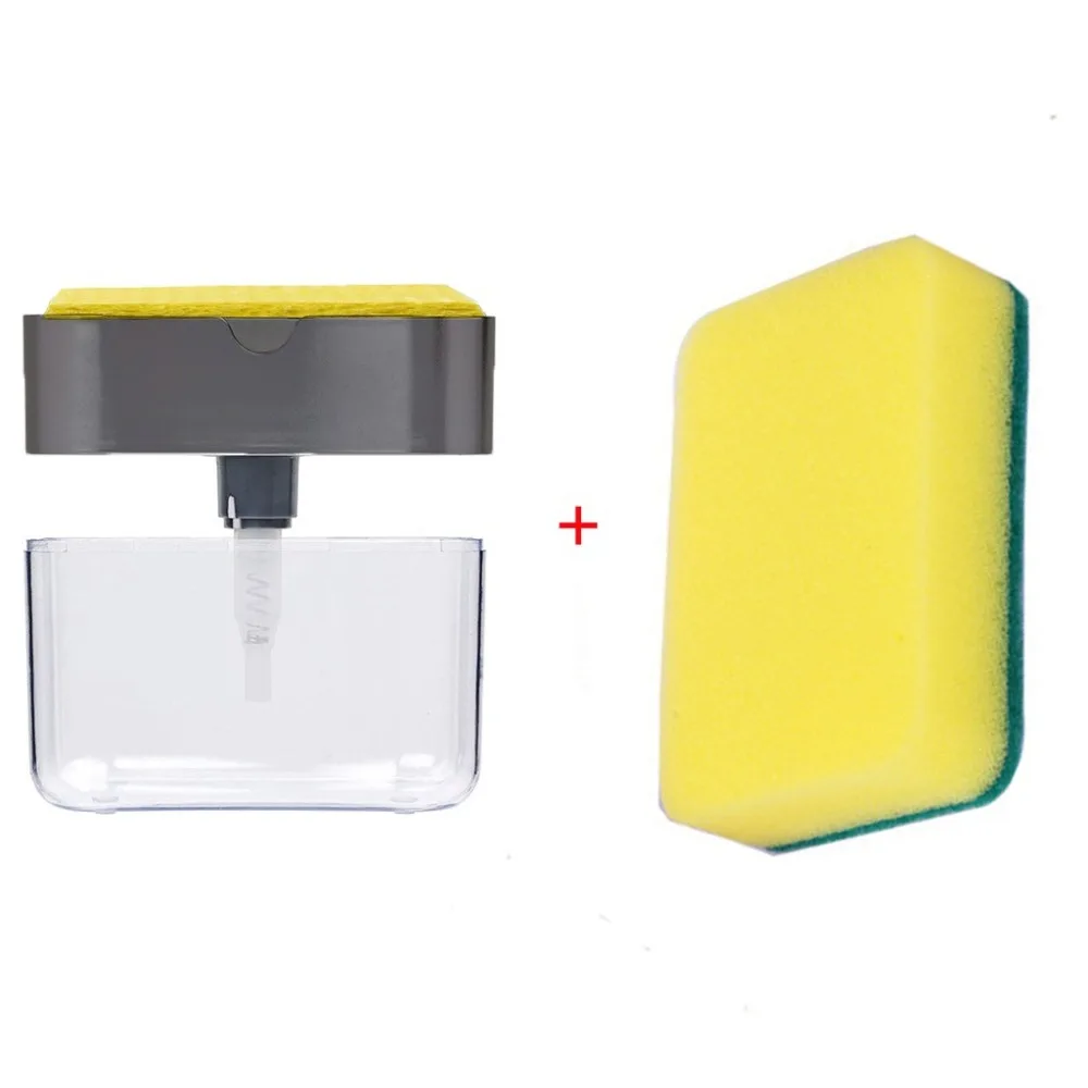 3pcs 2-in-1 soap dispenser and sponge 13 ounces of dishwashing liquid kitchen sink sponge holder + 2pc sponge  20D30 (2)