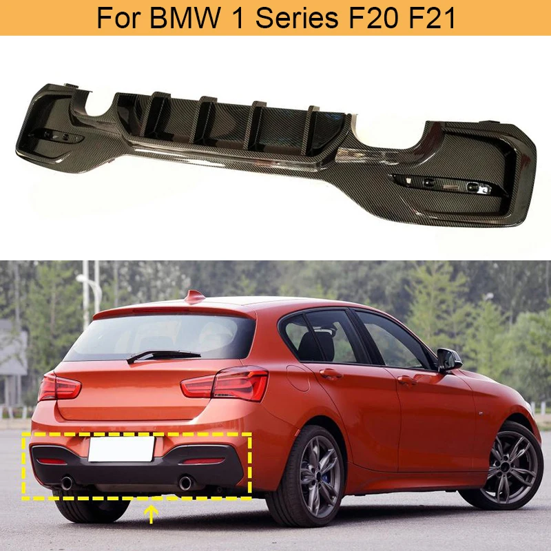 ABS Carbon Look Rear Bumper Diffuser Lip Spoiler for BMW 1 Series F20 F21 LCI M135i M140i 2015