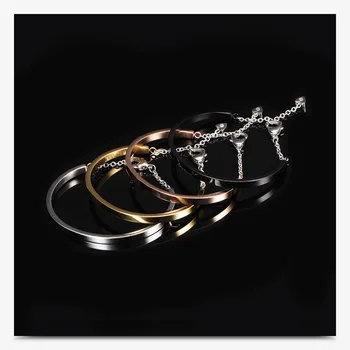 

4 Colors New Titanium Steel Bangle For Women Rose Gold/Black/Gold Heart Lock Bracelet Femme Acier Inoxydable De Luxe