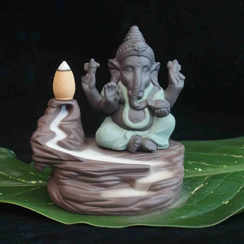 ELEG-Elephant God Ganesha горелка для благовоний, индийская курильница, держатель для медитации, украшения для дома и офиса, ремесла