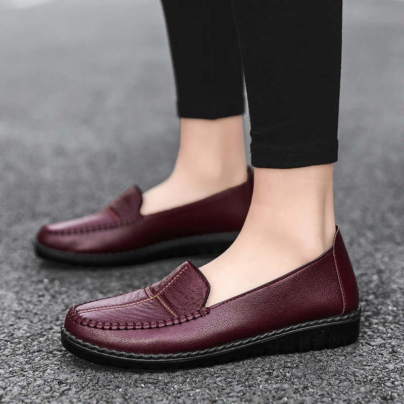 Summer Women Casual Shoes Leather Designer Women Sneakers Slip-on Ladies Loafers Shoes Lightweight Mom's Moccasins Zapatos Mujer animal print slingbacks	