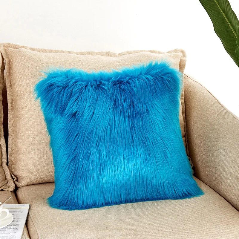 40x40cm Soft Plush Solid Color Pillow Cover Square Design Pillowcase Home Decoration Car Sofa Pillow Cushion Covers For Seat