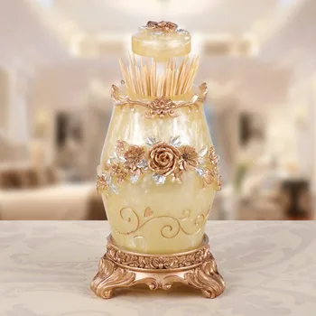

Golden Rose Toothpick Box European Home Personality Creative Toothpick Holder Automatic Pop-up Push-type Toothpick Can Gift