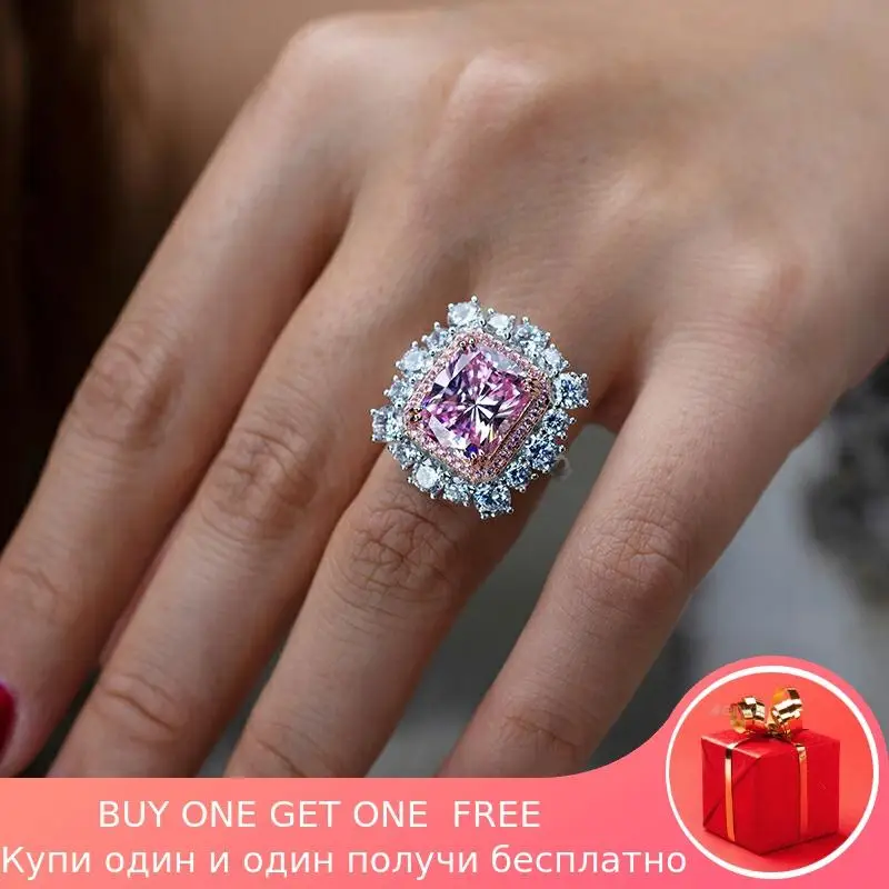

not fake 12*10mm Radiant Cut Diamond Ring S925 sterling silver fine wedding citrine sapphire amethyst ruby coloured diamond