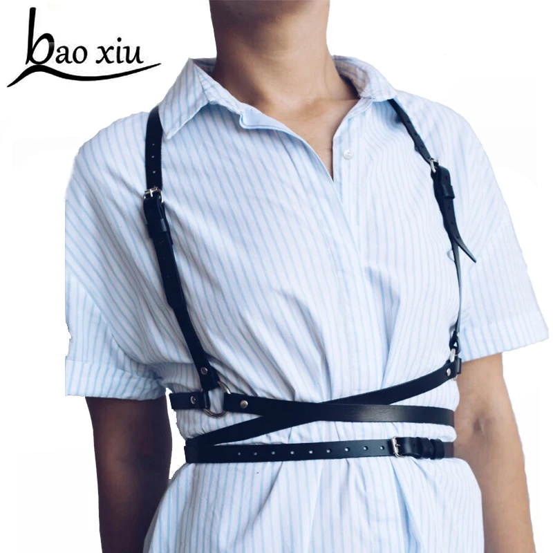 

Sexy Women Belt leather Punk Gothic joker Harness Bondage Cage Top Corset Sculpting Chest Waistband Belt Suspender Straps