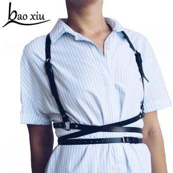 

Sexy Women Belt leather Punk Gothic joker Harness Bondage Cage Top Corset Sculpting Chest Waistband Belt Suspender Straps