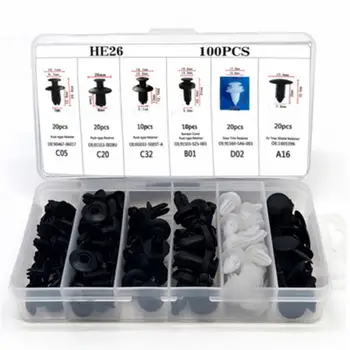 

100pcs Commonly Used Boxed Buckle Door Fender Bumper Wheel Universal Buckle Clip Trim Kit Car Push Panel Retainer Assortment