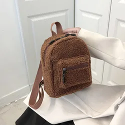 Small Women Backpack Quality Lambswool Shoulder Bag For Teen Girl Multifunctional Small Cute Bagpack Female Phone Pouch