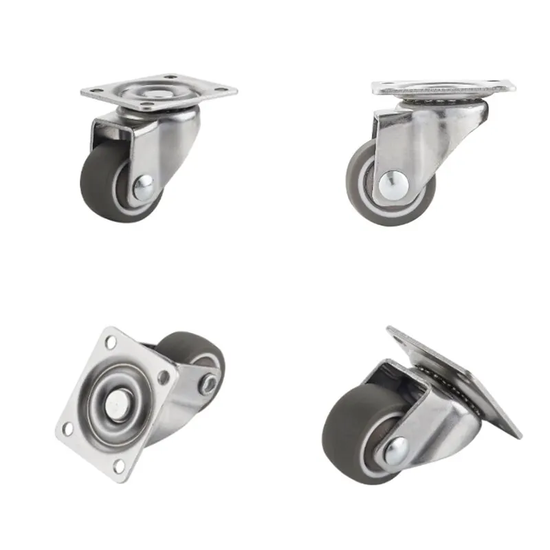 4pcs Furniture Casters Wheels Soft Rubber Swivel Caster Silver Roller Wheel For Platform Trolley Chair Household Accessori