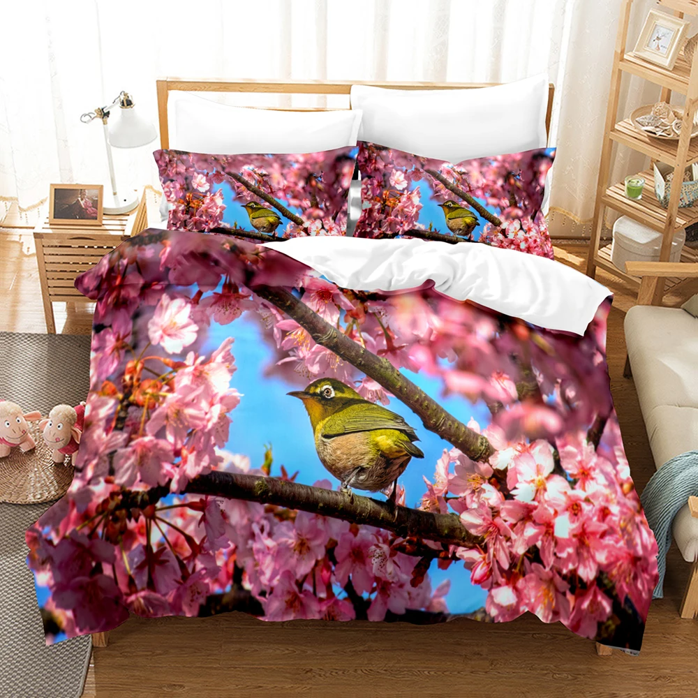 Beauty Tree and Flower Bedding Set Single Twin Full Queen King Size Tree Bed Set Children's Kid Bedroom Duvetcover Sets 3D 019 