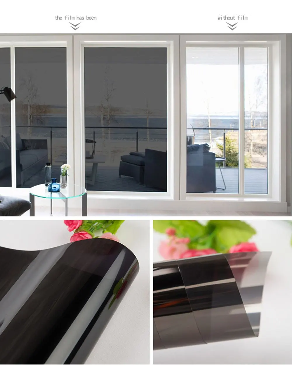 Mirror Solar Reflective Btight Window Film One Way Privacy Anti-UV Heat Stickers 