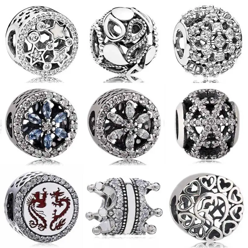 

Openwork Illuminating Stars Daisy Flower Teardrops Snowflakes Charms Fit Pandora Bracelet 925 Sterling Silver Bead DIY Jewelry