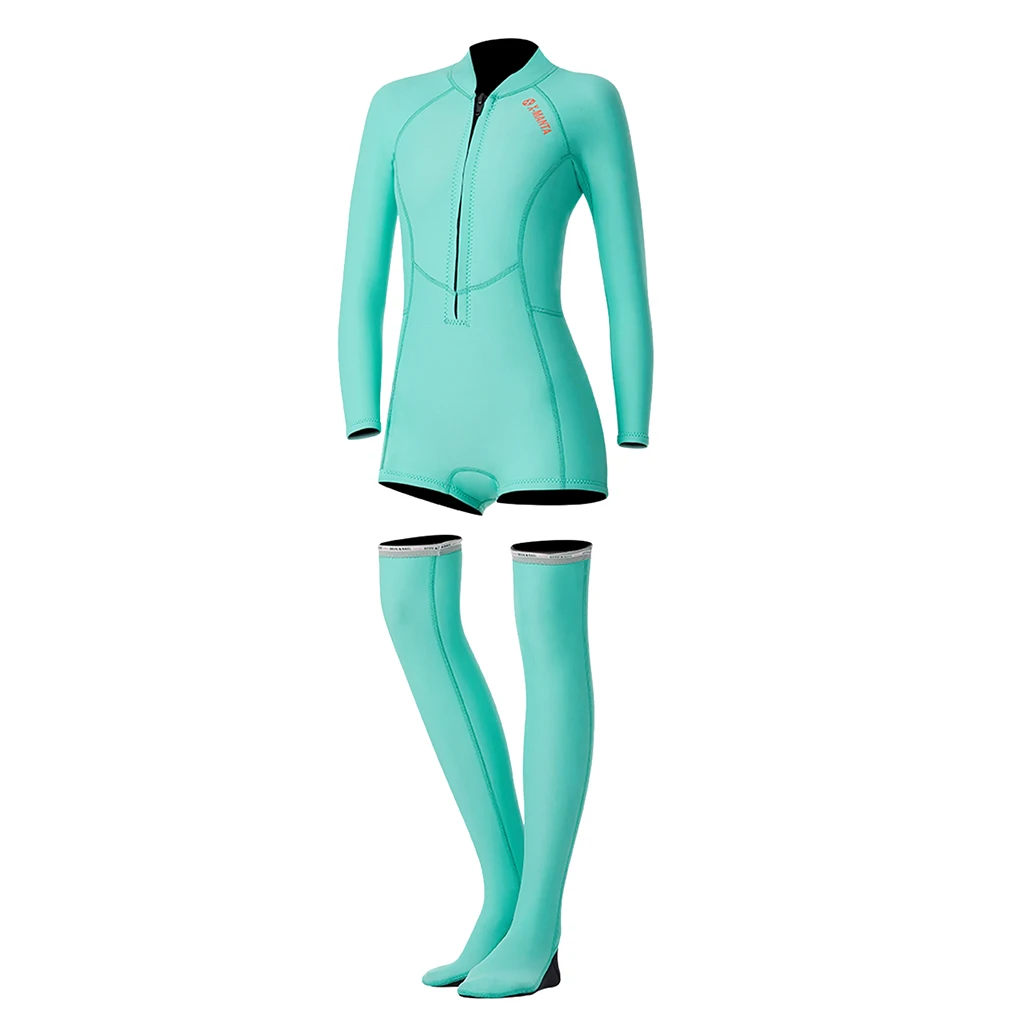 Women 1 Piece Wetsuit Front Zip Long Sleeve Diving Swimwear Women's Full Body Scuba Surfing Diving Wetsuits
