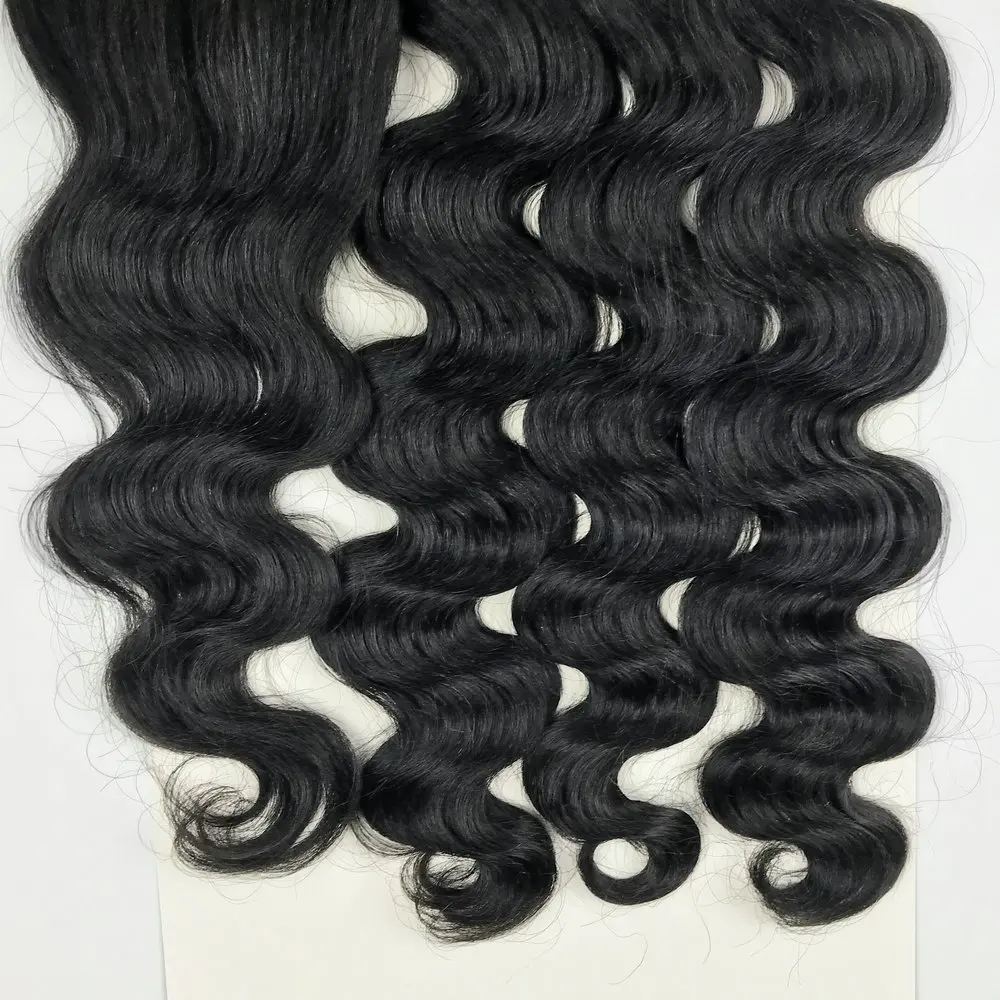 Animal Mixed Synthetic Hair Bundles with 4*4 Lace Closure Straight Packet Hair Weaves,Adorable Natural Blend Body Wave 3+1