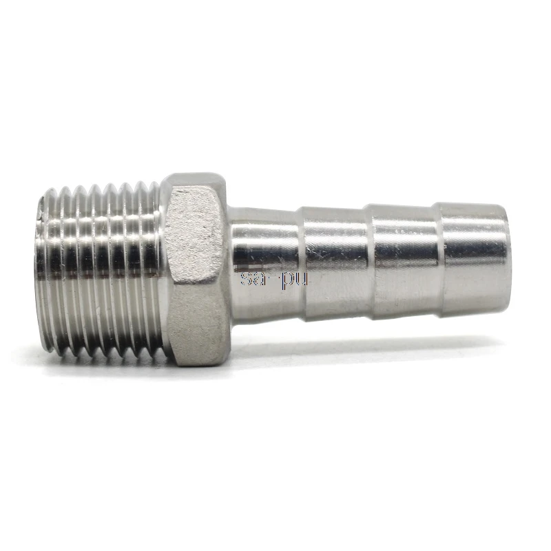 304 Stainless Steel BSP Male Thread Pipe Fitting x 6mm-50mm Barb Hose Tail Pagoda Coupling Connector 1/8" 1/4" 3/8" 1/2" 3/4" 2"