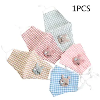 

Children Kids Cartoon Cotton 3D Mouth Mask Lovely Rabbit Applique Plaid Dot Print Dustproof Washable Adjustable Earloop Face
