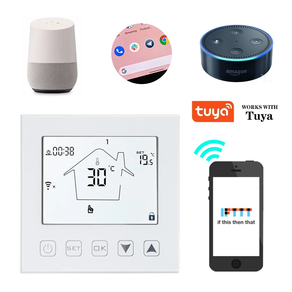 Wi-Fi контроллер температуры умный термостат с программным управлением Google Home электрическое отопление Еженедельный программируемый для теплого пола