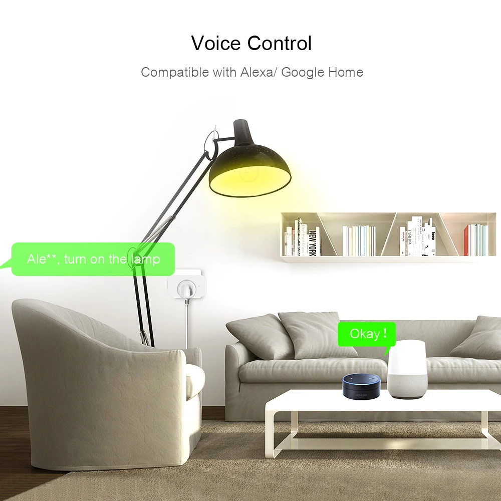 Voice Control Compatible Alexa/ Google Home APP Remote Control Schedule Function Smart In-wall Socket Outlet Smart Wi-Fi Plug