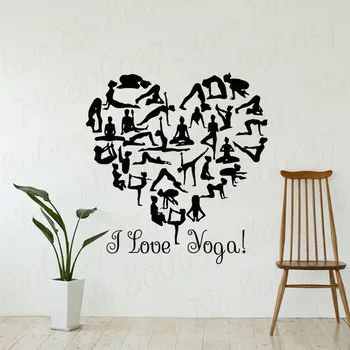 

Yoga Vinyl Wall Sticker I Love Yoga Quote Gymnast Girl Yoga Poses Living Room Dector WL1907