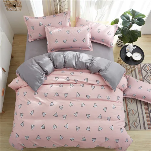 Постельное белье The Nordic style bedding set duvet cover set twin Full Queen brief reactive printed bed linen flat sheet bedclothes not quilt - Цвет: happy my life