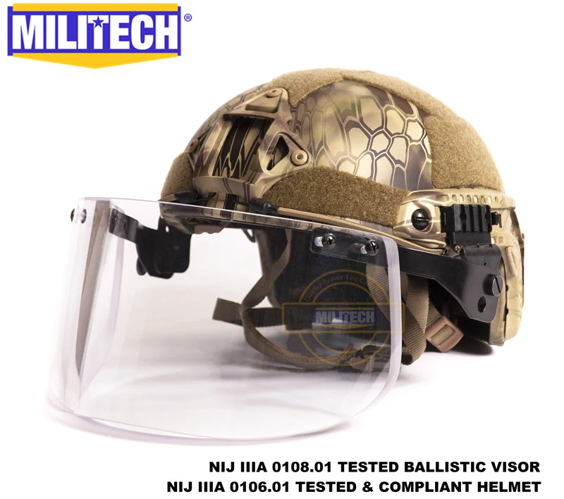 MILITECH Kryptek Highlander Deluxe NIJ IIIA БЫСТРО Пуленепробиваемый Шлем и комплект козырька Дело баллистический шлем-пуля защитная маска пакет