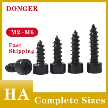 

HA [M2 M2.6 M3 M4 M5 M6] Black Cylinder Head Hexagon Head Self-tapping Screws Cup Furniture Speaker Screw SS25