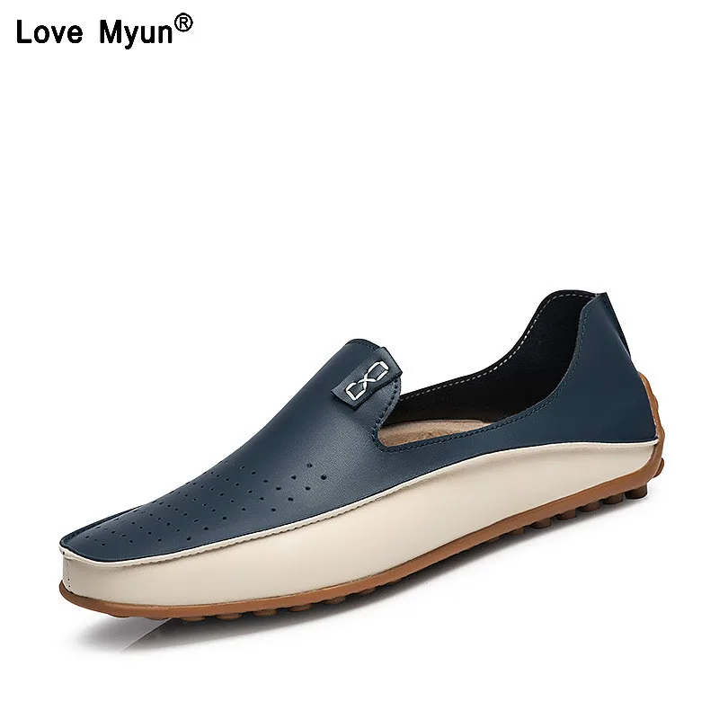 

2019 New Men Summer Shoes, Brand breathable soft driving handmade hole men moccasins,Plus size shoe