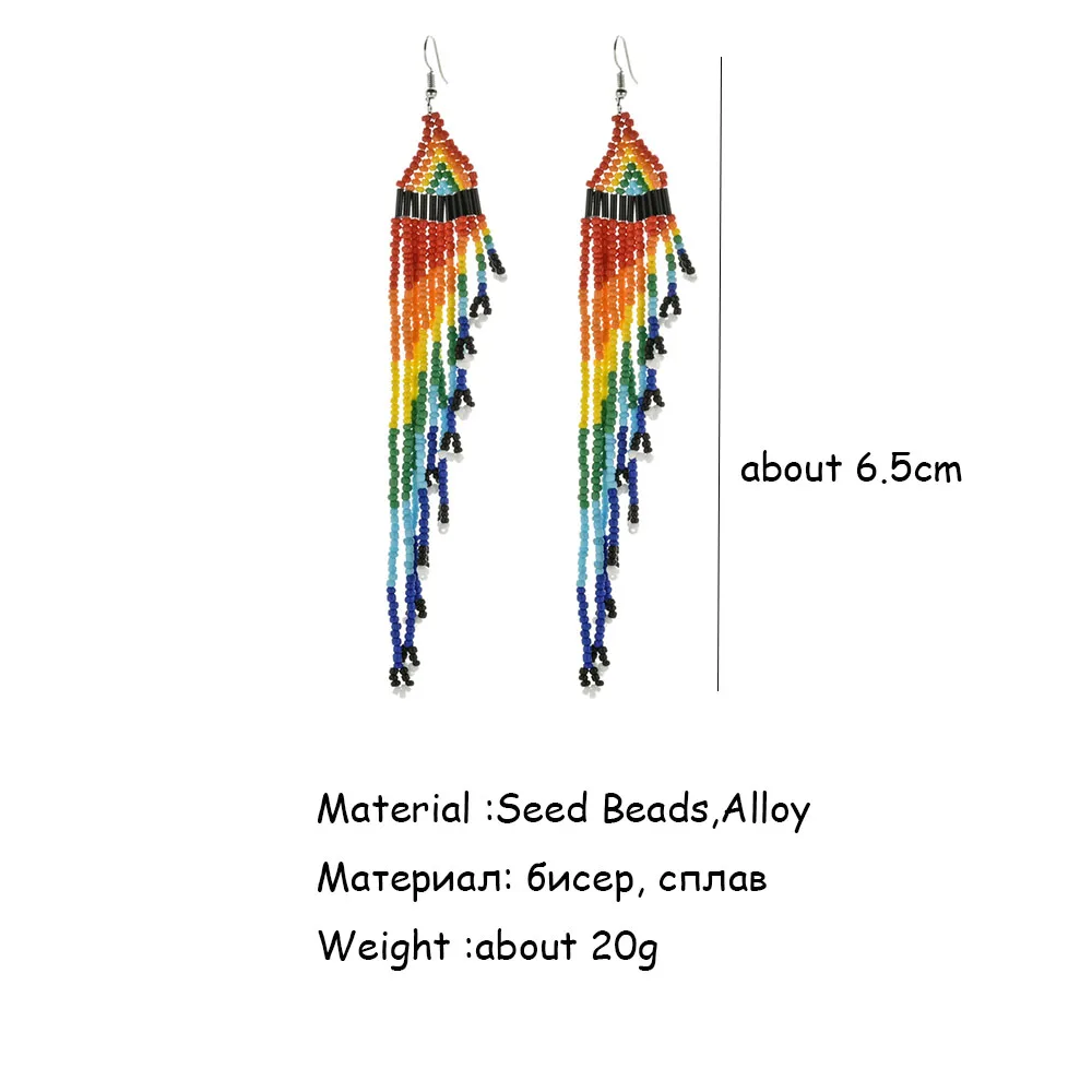 Новые модные висячие серьги из бисера с кисточками для женщин радужные длинные