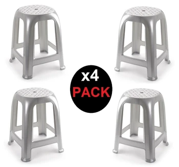 

4x Taburete silla de plástico asiento apilable banco jardín camping playa
