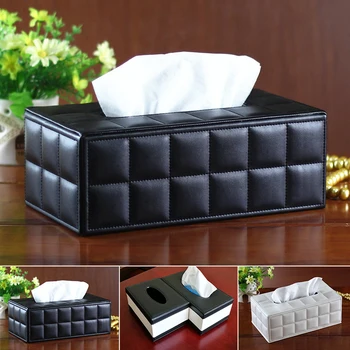 

PU Leather Tissue Paper Box Storage Case Pencil Holder Desktop Container 2019