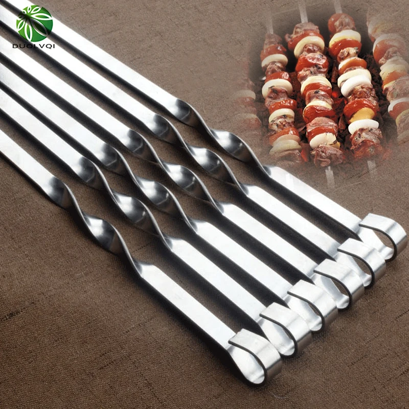 Duolvqi 6pcs/Set Barbecue Meat String Skewers Chunks Of Stainless Steel churrasqueira Roast Stick For BBQ Outdoor Picnic | Дом и сад