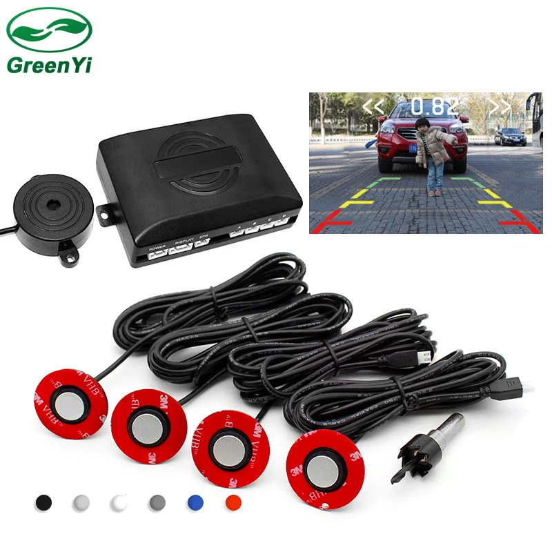 Visible CVBS Car Video Parking Sensor Reverse Backup Assistance Radar Alarm System + 13mm Adjustable Depth Sensors GreenYi parking sensor kit,led parking sensor kit,parking sensor,car led parking sensor