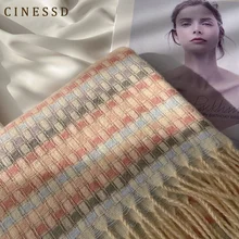 

Scarf female autumn and winter new Korean version of the color plaid warm thickened scarf imitation cashmere tassel shawl